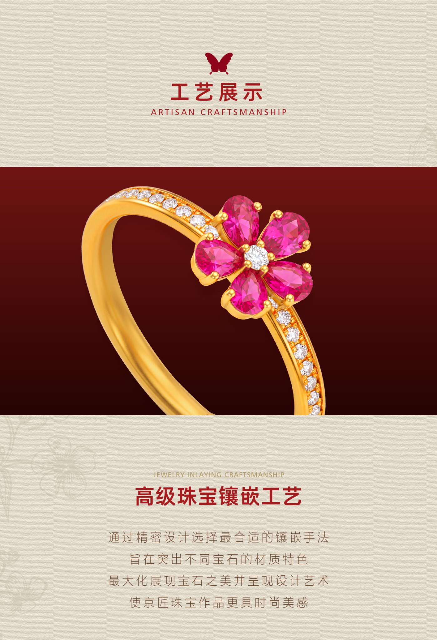 舞花五瓣花戒指（红宝石款） 图文详情 6